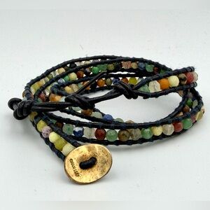 Chan Luu Multicolor Gemstone Leather Wrap Bracelet